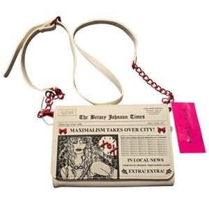 Betsey Johnson Times Maximalism Local News Crossbody Purse Newspaper Bag NWT